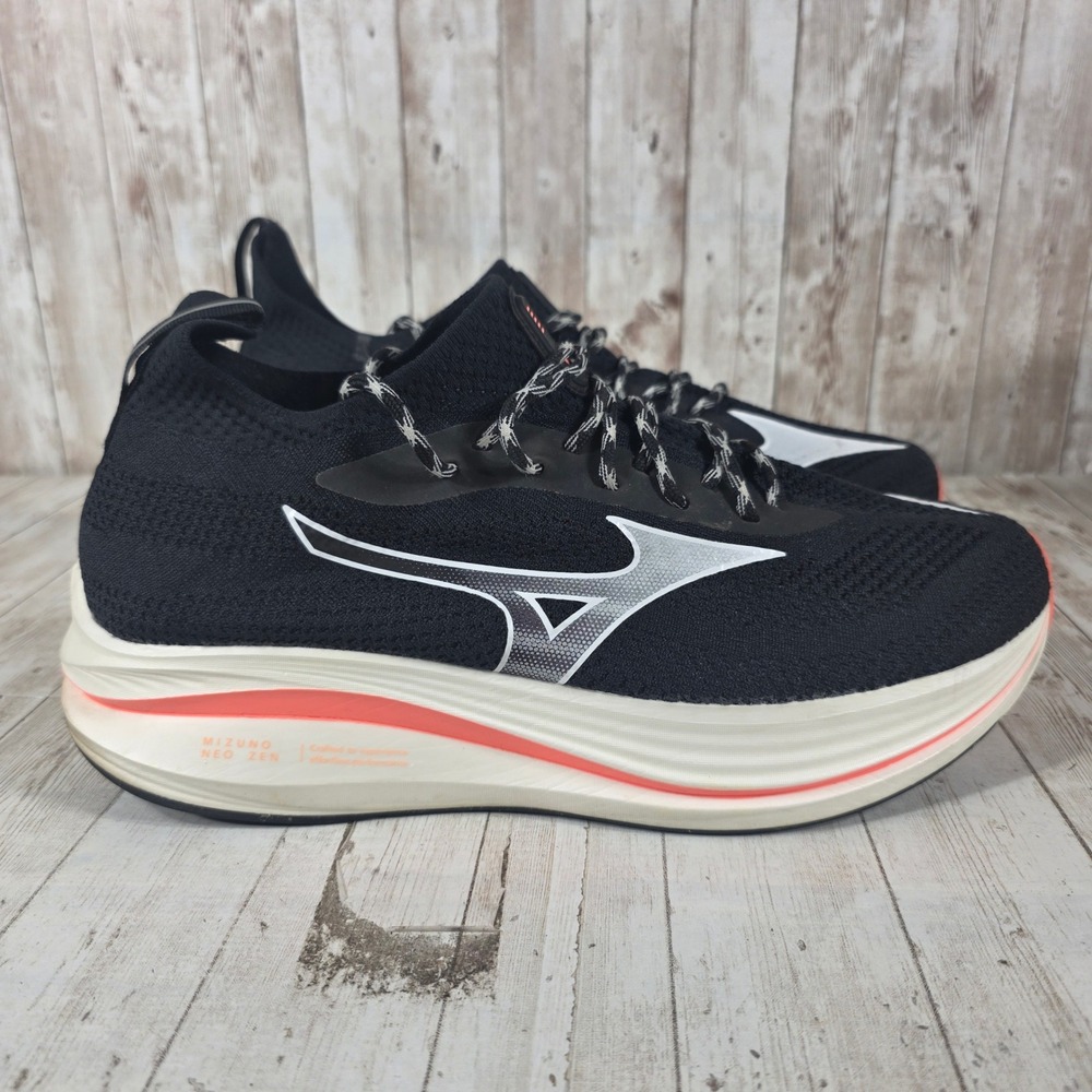Mizuno Neo Zen Mens Running Shoes Black White Coral J1GC238603 Size 13
